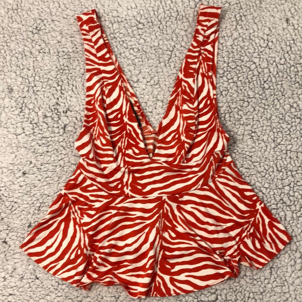 Zebra print Urban outfitters flare top S-P